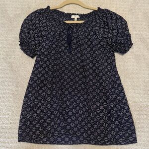 Joie Navy Blue Geometric Blouse